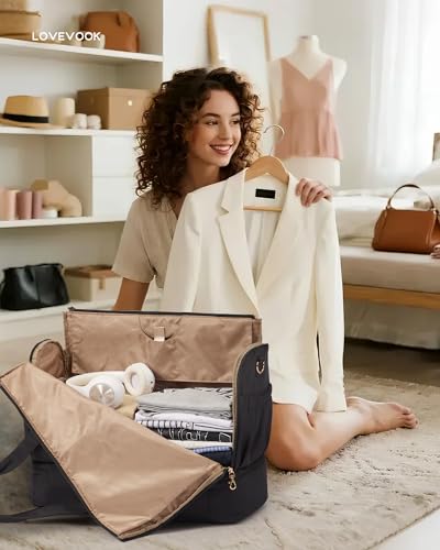 LOVEVOOK Garment Bags for Travel,Convertible Garment Bag for Women with Shoe Pouch,Carry on Duffel Bag with Toiletry Bag, 2 in 1 Hanging Suitcase Suit Bag,Waterproof Weekender Bags for Business Trip
