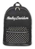Harley-Davidson Women's Classic Studded Backpack, 3D Embroidered Logo - Black