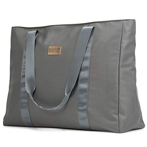 Badgley Mischka Uncomplicated Nylon Weekender Travel Bag, Lightweight Duffel Tote for Women, Carry On Overnight Bag (Grey)