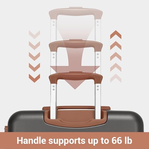 Kono Expandable 20 Inch Carry On Suitcase Airline Approved, Lightweight ABS+PC Hardshell Luggage with 360° Silent Spinner Wheels, Grey/Brown
