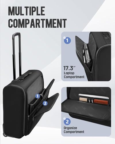 MATEIN Rolling Garment Bag with 2 Packing Cubes, Large Check-in Travel Garment Bags with 17.3 Inch Laptop Compartment, Wrinkle Free Wheeled Business Softside Suitcase Luggage for Men and Women, Black
