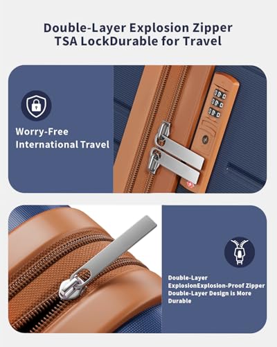 voyzap 3 Piece Luggage Set, 20/24/28 Inch Expandable Luggage Sets with Spinner Wheels, ABS+PC Hardshell Suitcases, Suitcase Set with Double-Layer Explosion Zipper, TSA Lock