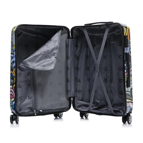 InUSA Hollywood Print Luggage with Spinner Wheels | Durable Lightweight Hardside Suitcase | Travel Bag with Handle and Trolley | 20 Inch Carry-On Spinner Luggage