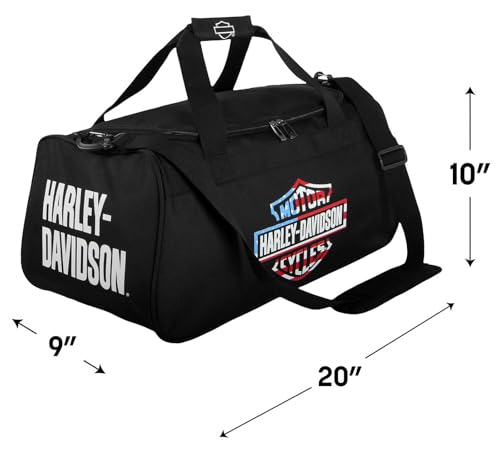 Harley-Davidson Americana Bar & Shield Logo Graphic Rugged Duffel Bag, Black