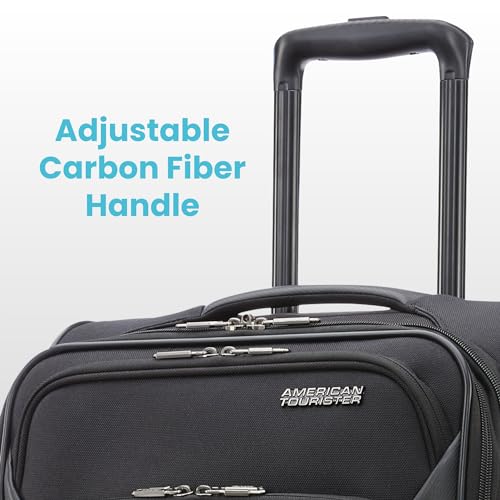 American Tourister 4 KIX 2.0 Softside Expandable Luggage with Spinners, Black, 3PC (CO/MED/LG)