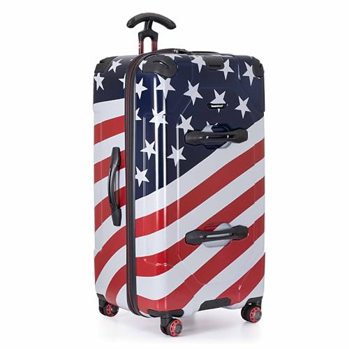 Traveler's Choice Maxporter II Polycarbonate Hardside Trunk with Spinner Wheels, American Flag, 31-Inch Large Trunk