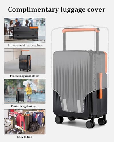 Joyway Carry on Luggage Airline Approved with Charging Port, Lightweight Hardside 20 Inch Carry-on Suitcase with TSA Lock and Spinner Wheels, Black