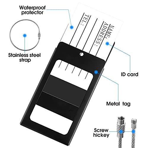 8 Pieces Luggage Tags Business Card Holder Aluminium Metal Durable Travel ID Bag Tag Bulk for Suitcases Backpacks Baggage Name Address Label Identifier(Silver, Black)