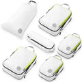 Compression Packing Cubes for Travel, 6-Piece Lightweight Packing Cubes Set for Carry-On Luggage & Backpacks – TRIPPED Travel Gear (White and Green)