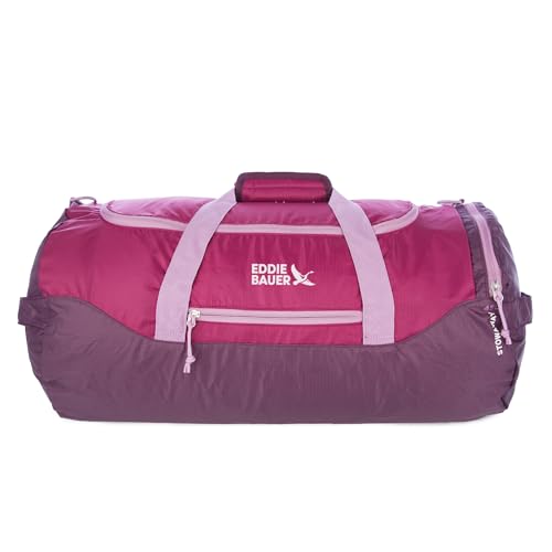 Eddie Bauer Stowaway Packable Duffel Bag| Travel | Foldable | Lightweight | Durable | Ripstop Polyester | 23" Length | 45L Capacity - Port Red