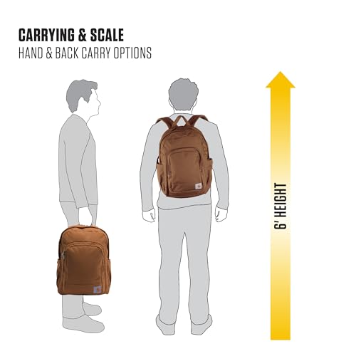 Carhartt 25L Classic Laptop Backpack, Durable Water-Resistant Pack W/ 16" Laptop Sleeve and Multiple Organizational Compartments, Carhartt Brown
