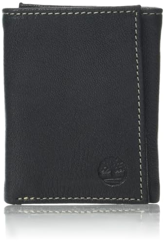 Timberland Men's Genuine Leather Rfid Blocking Trifold Wallet, Black, One Size