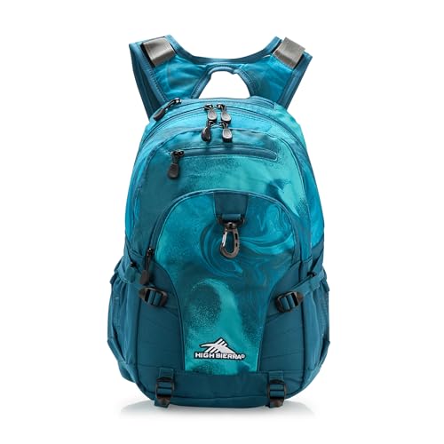 High Sierra Loop Backpack, Travel, or Work Bookbag with tablet sleeve, One Size, TEAL MARBLE SWIRL