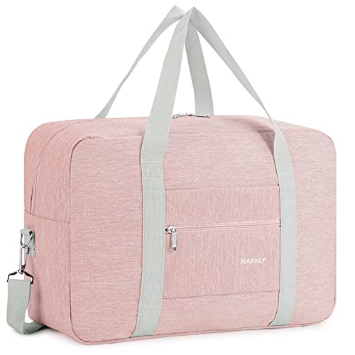 For Spirit Airlines Personal Item Bag 18x14x8 Foldable Travel Duffel Bag Tote Carry on Luggage Duffle Overnight for Women (3112 Thick Series Pink)