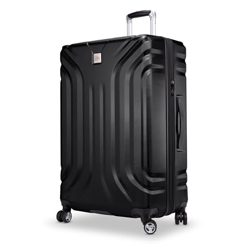 Skyway Nimbus 4.0 Expandable, Durable Hardside, 4 Wheel Spinner, Lightweight Suitcase, Unisex, Stylish, Black, Checked-Large 28-Inch