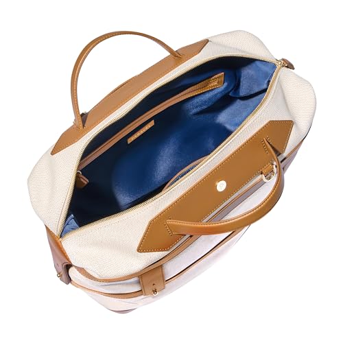 Paravel Weekender Bag | Made with Recycled Canvas Material & Vegan Leather | Premium Weekend Getaway Bag with Trolley Sleeve | Scout Tan