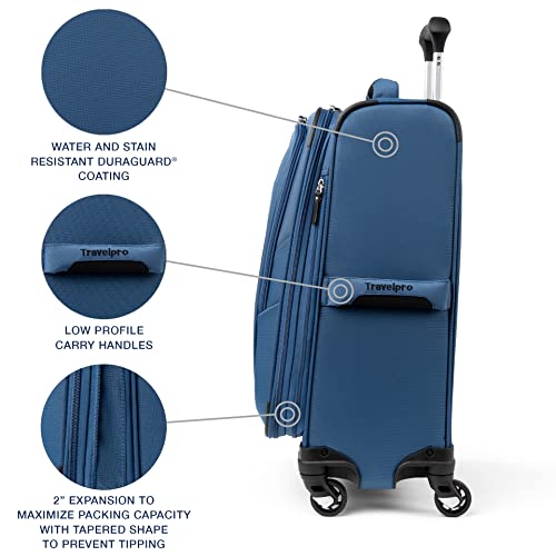 Travelpro Maxlite 5 Softside Expandable Luggage with 4 Spinner Wheels, Lightweight Suitcase, Men and Women, Ensign Blue, Carry-on 21-Inch