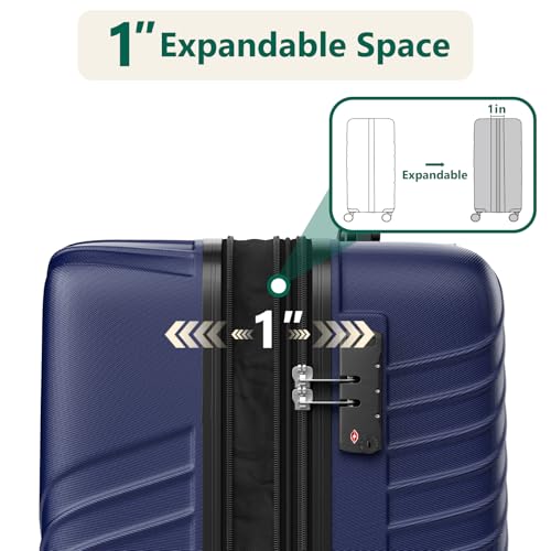 28 Inch Checked Luggage, ABS Hardside Suitcase with Spinner Wheels, TSA Security Lock, Lightweight Large Luggage for Women, Men, Expandable Travel Suitcase for Business, Road Trips & Family Vacations