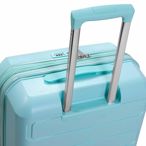 Traveler's Choice Pagosa Hardshell Expandable Luggage with Spinner Wheels, Baby Blue, 26-Inch Medium