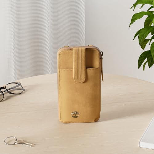 Timberland Women's Rfid Leather Phone Crossbody Wallet Bag, Wheat (Nubuck), One Size
