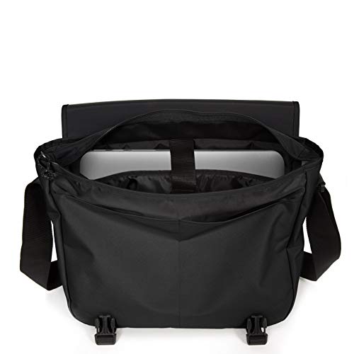 EASTPAK Delegate + – 20L Weatherproof Shoulder Bag with 17" Laptop Sleeve, Trolley Strap, Reflective Details, Adjustable Padded Strap, Black