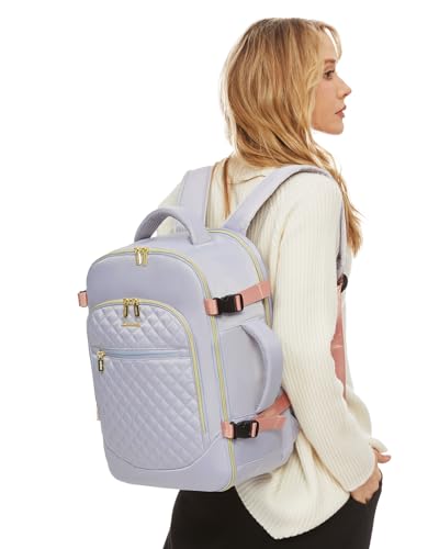 LOVEVOOK Carry on Backpack, 30L Travel Backpack for Women Airline Approved,Luggage Business Weekender Overnight Daypack as Personal Item fit for 15.6 inch Laptop,Silver Gray