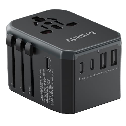 EPICKA Universal Travel Adapter with 1AC/3 USB-C/2 USB-A Ports