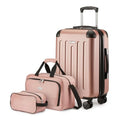 Amazon Basics 3-Piece Luggage Set, Including One 22" Expandable Hardside Suitcase With 8 Spinner Wheels, One 15-inch Tote Bag, and One 10-inch Compact Travel Bag, Rose Gold