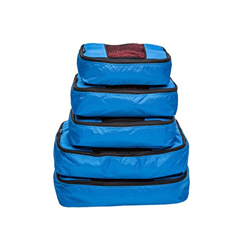 Travel Wise Packing Cubes for Travel - 5 Piece Set with Pattern Design, Lightweight Ripstop Nylon Luggage Organizers with Mesh Panel, Small Medium Large Sizes
