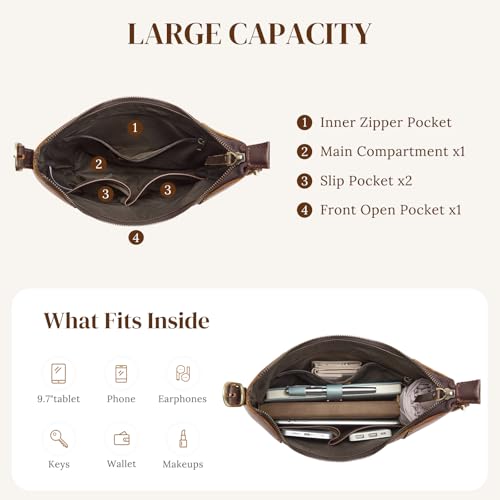 S-ZONE Leather Shoulder Bag for Women Hobo Bag Top Handle Handbag Satchel Purse Rose Pattern