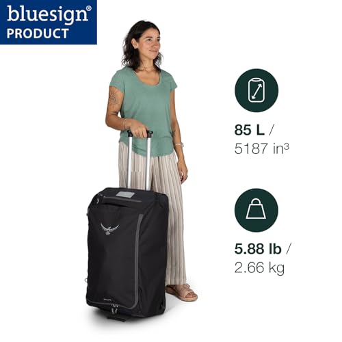 Osprey Daylite 85L Wheeled Collapsible Travel Duffel Bag - Lightweight Rolling Suitcase, Night Shift Blue