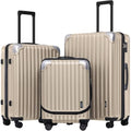 LEVEL8 Grace Luggage Sets Hardshell Suitcase with Wheels, Sturdy Large Suitcase Tsa Lock 20 Inch Expandable Carry on 24 Inch 28 Inch Checked Luggage, 3-Piece Set (20/24/28), Champagne