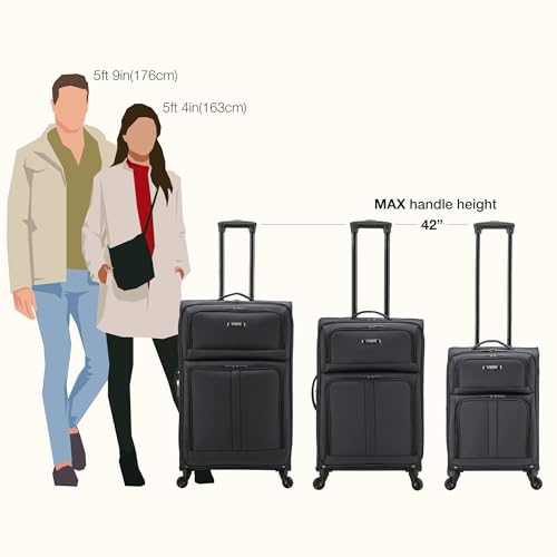 U.S. Traveler Anzio Softside Expandable Spinner Luggage, Dark Grey, Checked-Medium 26-Inch