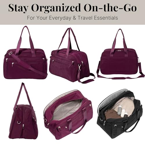 Baggallini Weekender Expandable Duffel - Lightweight 11x17 Inch Overnight Travel Bag