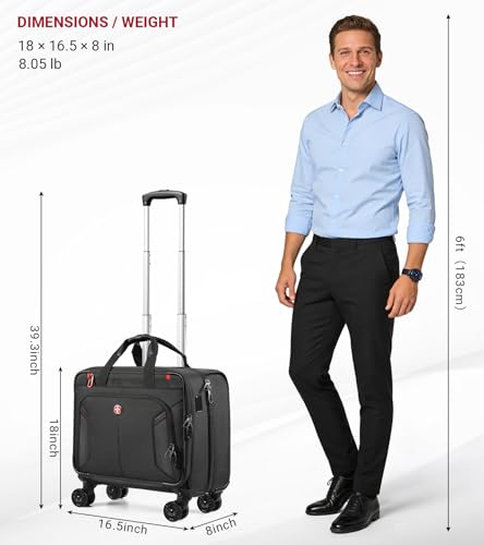 star cloud Rigid Frame Rolling Laptop Bag on Wheels, Rolling Briefcase with USB & Type-C Charging Port,Water Resistant Rolling Computer Bag for 17.3 Inch Laptop, Work Travel and Business