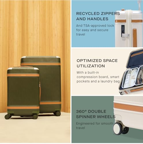 Paravel Aviator Luggage | Carbon-Neutral Travel Suitcase from Recycled Materials| Durable Luggage with Wheels| Scout Tan