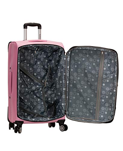 Rockland 5-Piece Softside Spinner Wheel Luggage Set, Pink (14" Tote/19"/24"/28"/32")