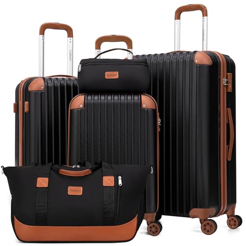 Cosbarn Luggage Sets 5 Piece Suitcases with Wheels, Suitcase Set ABS Hard Case Luggage with TSA Lock Spinner Wheels Durable Travel Luggage