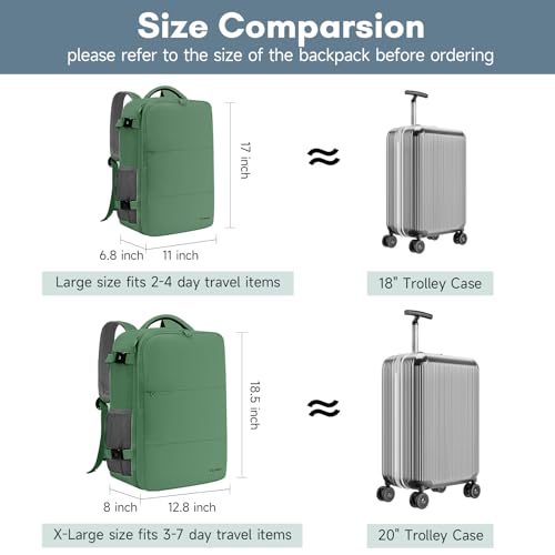 Taygeer Travel Backpack for Women Men, 40L Airline Approved Carry On Backpack with 17.3 inch Laptop Compartment, TSA Friendly Daypack, Backpack for Business Hiking Travel, Peridot Green