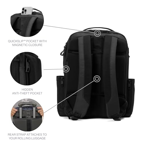 Travelpro Altitude Slim Expandable Travel Laptop Backpack 20-24L, 16 Inch Laptop, Water Resistant, Work, Business, Men and Women, Jet Black