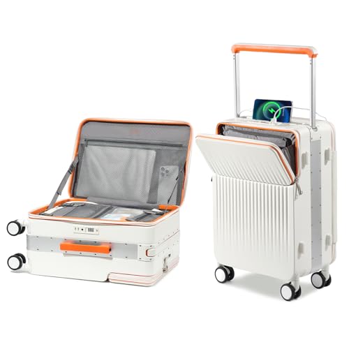 Joyway Carry on Luggage Airline Approved, Hardside Top Opening Carry-on Suitcase with Front Pocket and USB Port, Aluminium Frame 20 Inch Luggage with TSA Lock and Spinner Wheels