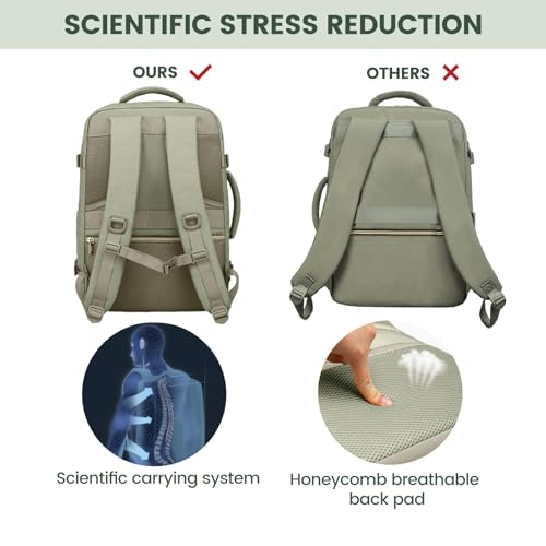 LOVEVOOK Travel Backpack For Women,40L Carry On Backpack Flight Approved,TSA Personal Item Travel Bag Fits 17 Inch Laptop,Business Weekender Overnight Daypack with Back Pad and Chest Buckle,Cubes