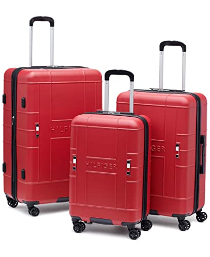 Tommy Hilfiger Women's Hardside Upright Luggage Set, Red, One Size