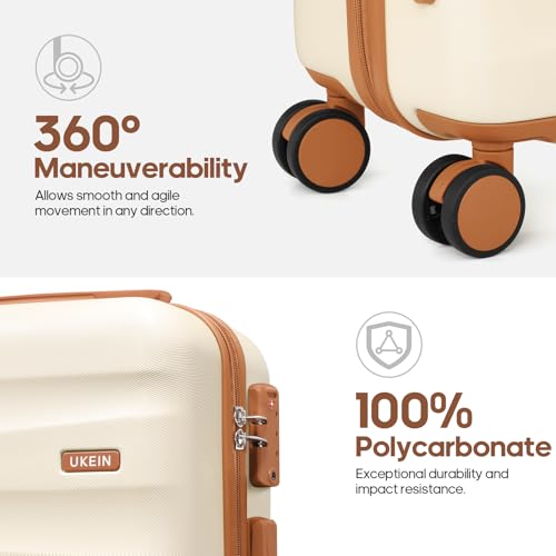 UKEIN Luggage Set with Backpack,Polycarbonate Carry On Luggage Airline Approved with Spinner Wheels, Hardshell Travel Suitcase with TSA Lock,Suitcase Set 3 Piece