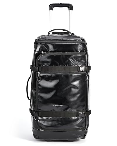 BAGSMART Rolling Duffle Bag with Wheels, Travel Duffel Luggage Bag for Men, Water Repellent Heavy Duty for Travel Camp, Black, Large, 70L