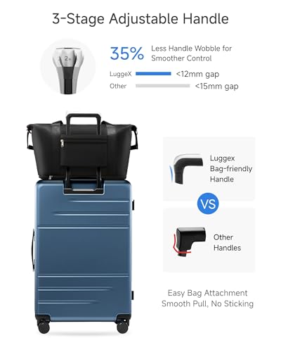LUGGEX Top Opening Checked Luggage 26 Inch, FLA Aluminum Frame Trunk Style Luggage, Polycarbonate Hard Shell Suitcase (FX-Enhance, Blue, 80L)
