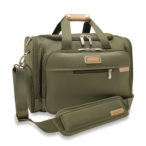 Briggs & Riley Underseat Duffle Bag - Personal Item Travel Bag for Women & Men, Carry On, Fits Under Airplane Seat, Weekender & Overnight Luggage, Lightweight - Baseline Collection, Olive