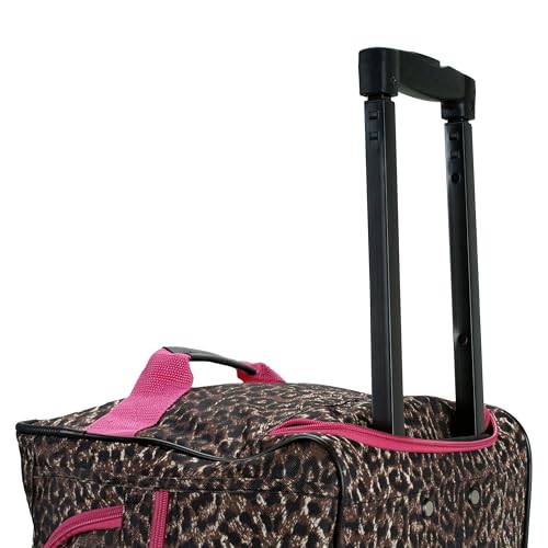 Rockland 22" Polyester Rolling Duffel Bag, Pink Leopard