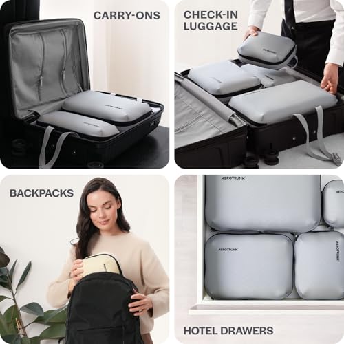 Aerotrunk Ultralight Compression Packing Cubes - Lightweight Travel Organizers for Suitcases and Luggage (6-Pack, Black)