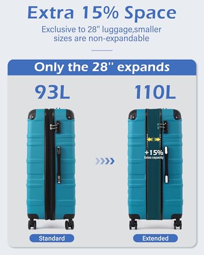 Coolife Hardside Luggage 3 Piece Set with TSA Lock, Spinner Wheels, Telescopic Handle, Lightweight Travel Suitcases (Red, 3 piece set)
